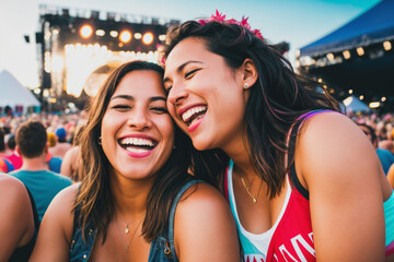 Happy women at a party. Generative AI