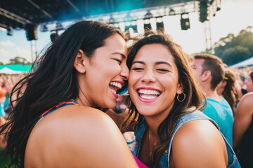 Happy women at a party. Generative AI