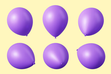 3D purple round balloon set