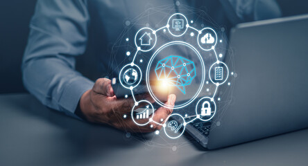 neural, technology, processor, network, link, system, innovation, innovative, ai, artificial intelligence. training artificial intelligence via touching at smartphone. then around neural tech has iot.