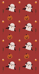 Halloween hand drawn vector illustration seamless pattern. Fall festive season print texture. Minimal decorative backdrop, for wallpaper, phone background