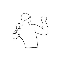 Continous single lineart of a bodybuilder