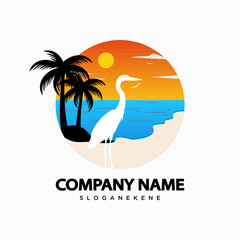 summer beach tropical island with palm trees