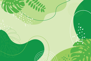 Fototapeta na wymiar Presentation Background with tropical leaf plant on green background vector design.