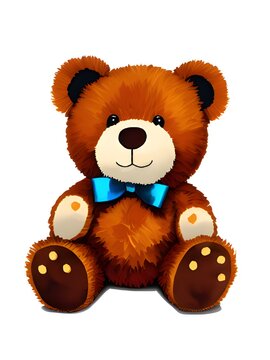 Cute taddy bear Hand drawn watercolor isolated illustration on white background