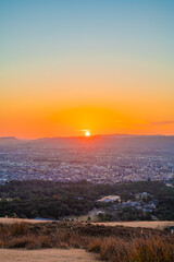 夕暮れ時の若草山