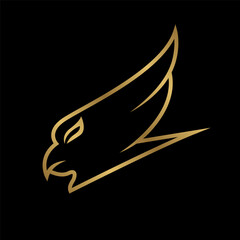 eagle head gold outlined vector logo design