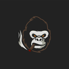 Gorilla smoking logo vector