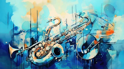 Foto op Plexiglas Jazz music background watercolor style arts © Imam Lutfi