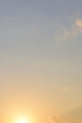 beautiful blue sky and cloud with golden ray sunrise in the morning, natural background