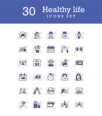 Healthy life icons set design with white background stock illustration