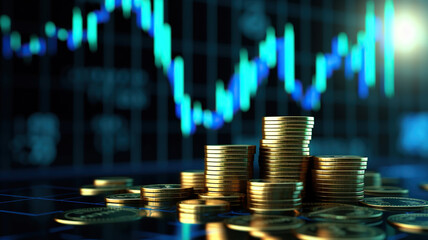 Graphs and Gold Coins Compose the Background