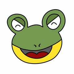 cute cartoon frog with tongue and open mouth