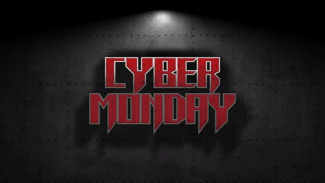 Within the cold confines of an underground steel wall, Cyber Monday stands embossed, offering a modern nod to timeless deals