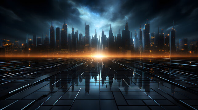 futuristic cyber city background landscape ,generative ai