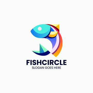 Vector Logo Illustration Fish Gradient Colorful Style
