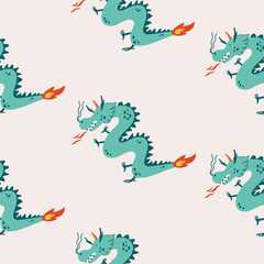 Obraz premium Seamless pattern with chinese new year dragon