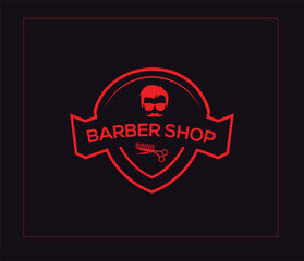Fototapeta na wymiar Barbershop, Haircut's salon vintage hipster logo design free vector illustration