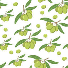 Obraz premium Olives seamless pattern. Endless pattern can be used for ceramic tile, wallpaper, textile, web page background. Vector cartoon illustration.