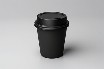 Black metal cup with cap on white background