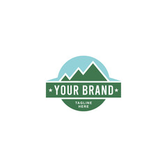 mountains and nature emblem logo