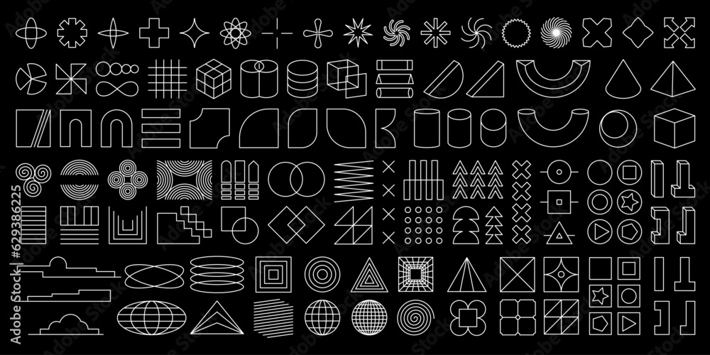 Canvas Prints a set of 112 geometric shapes inspired by different art styles like abstract, brutalist, y2k and ret