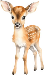 Baby deer watercolor illustration. Generative AI