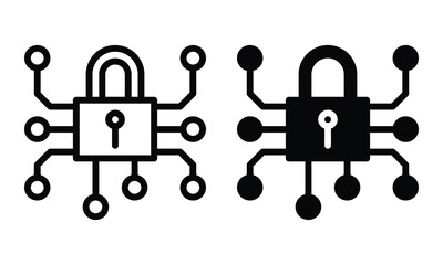 Data security icon with outline and glyph style.
