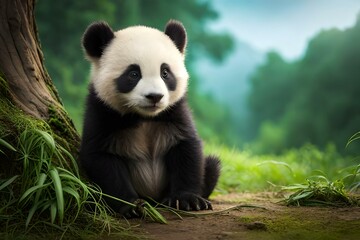 giant panda bear generated by AI technology