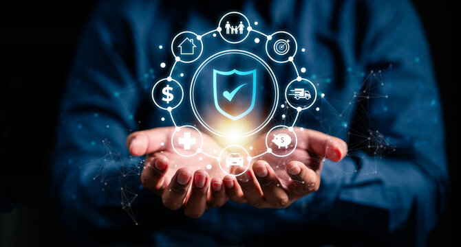 insurance, protection, assurance, family, health, saving, finance, life, shielding, health care. prop up insurance and asset hud. that's icon is showing, assurance and life insurance to protect.