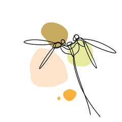 Dragonfly line art vector for wall decoration printing template