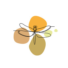 Dragonfly line art vector for wall decoration printing template
