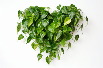 Naklejka na ściany i meble Heart-shaped variegated green leaves