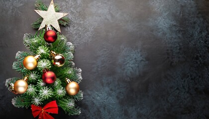 christmas decoration on black wooden background 2023