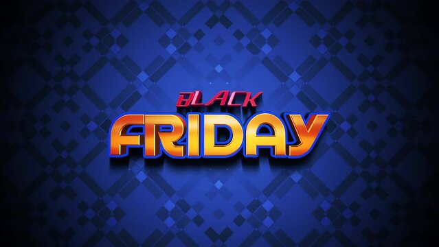 Black Friday is accentuated by striking blue squares, set against a sleek black gradient. This design intertwines the allure of sales with a geometric and modern aesthetic, making it a visual standout