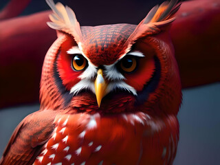 Illustration of a red American eagle owl. Generative AI
