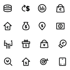 Collection of Business Investment Bold Line Icons

