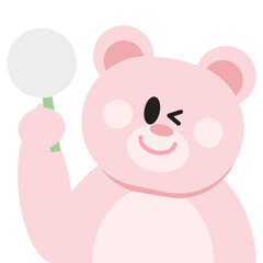Cute Pink Bear Character Emoji