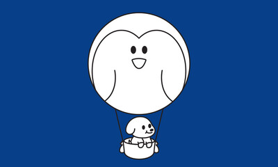 Cute penguin balloon cartoon vector