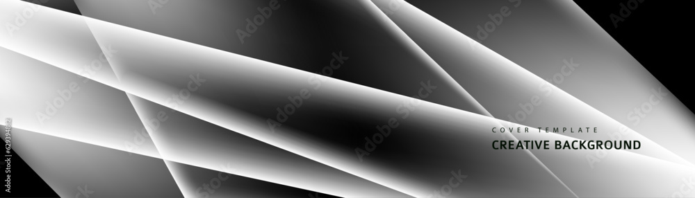 Poster abstract black, white and gray triangle overlaying layer background. modern style. you can use for a