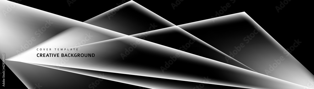 Poster abstract black, white and gray triangle overlaying layer background. modern style. you can use for a
