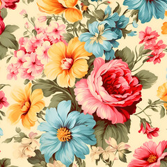 seamless background with flowers,orange,yellow,blossom,AI generated
