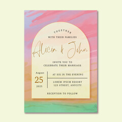 sunset bold wedding card