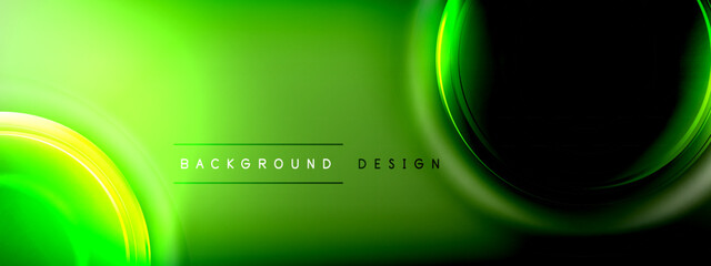 Circles lines and bubbles on bright glowing effect gradient with light and shadow effects. Dynamic interplay of light, shadow and depth. Futuristic and rhythmic technology design