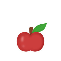 red apple with leaf