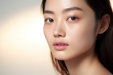 Portrait of beauty asian woman with perfect healthy glow skin facial