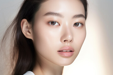Naklejka premium Portrait of beauty asian woman with perfect healthy glow skin facial