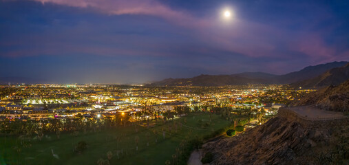 Night Aerial views of Downtown Palm Springs