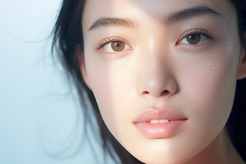 Portrait of beauty asian woman with perfect healthy glow skin facial