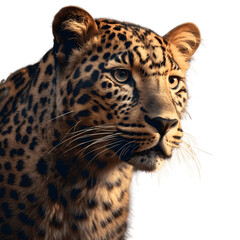 Portrait of a leopard isolated on white background	 - obrazy, fototapety, plakaty